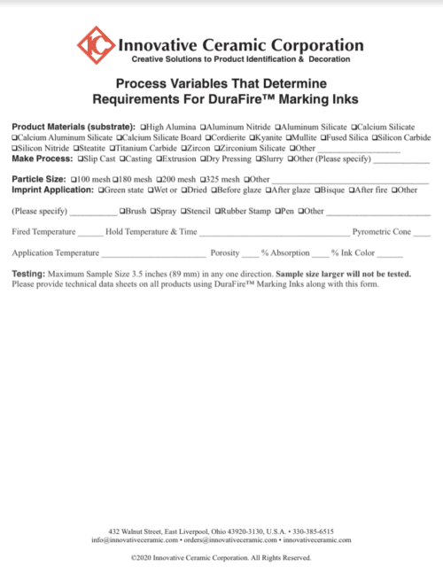 Process Variables That Determine Requirements For DuraFire™ Marking Inks