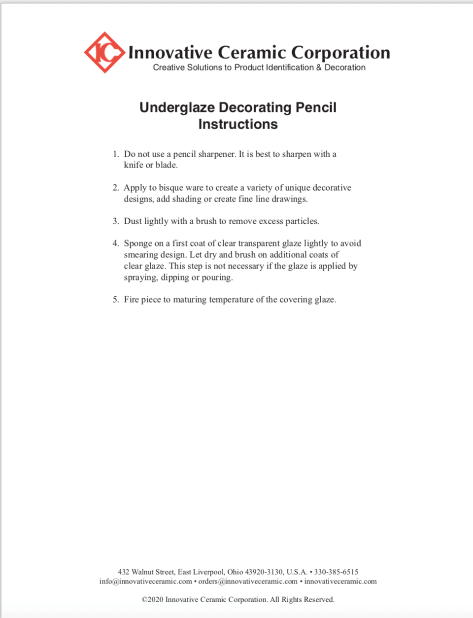 Underglaze Decorating Pencil Instruction